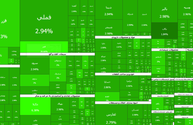 عملکرد نیمه بازار سهام امروز شنبه ۹ خرداد ۱۴۰۵؛ حتی یک نماد هم منفی نیست